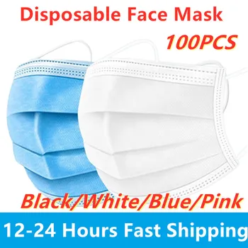 

100pcs Mask Disposable Protective Anti Flu Dust Pollution Mask Face Allergy Particulate Face Filter Air Purification Face Mask