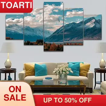 

5 Pieces Canvas Paintings Modular Wall Picture Modern Poster Living Room Bedroom Decor Print Beautiful Mountain Landscape