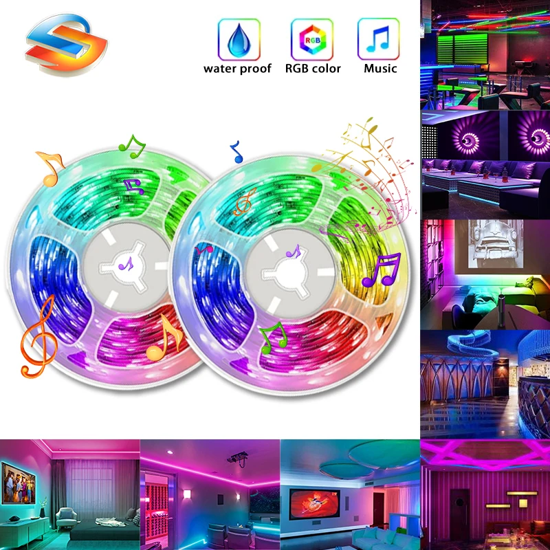

Светодиодные ленты RGB 5050 USB, гибкая лента, светящаяся лента 5 м с дистанционным управлением/голосовым контроллером, водонепроницаемая лента с диодами, декоративные бытовые лампы