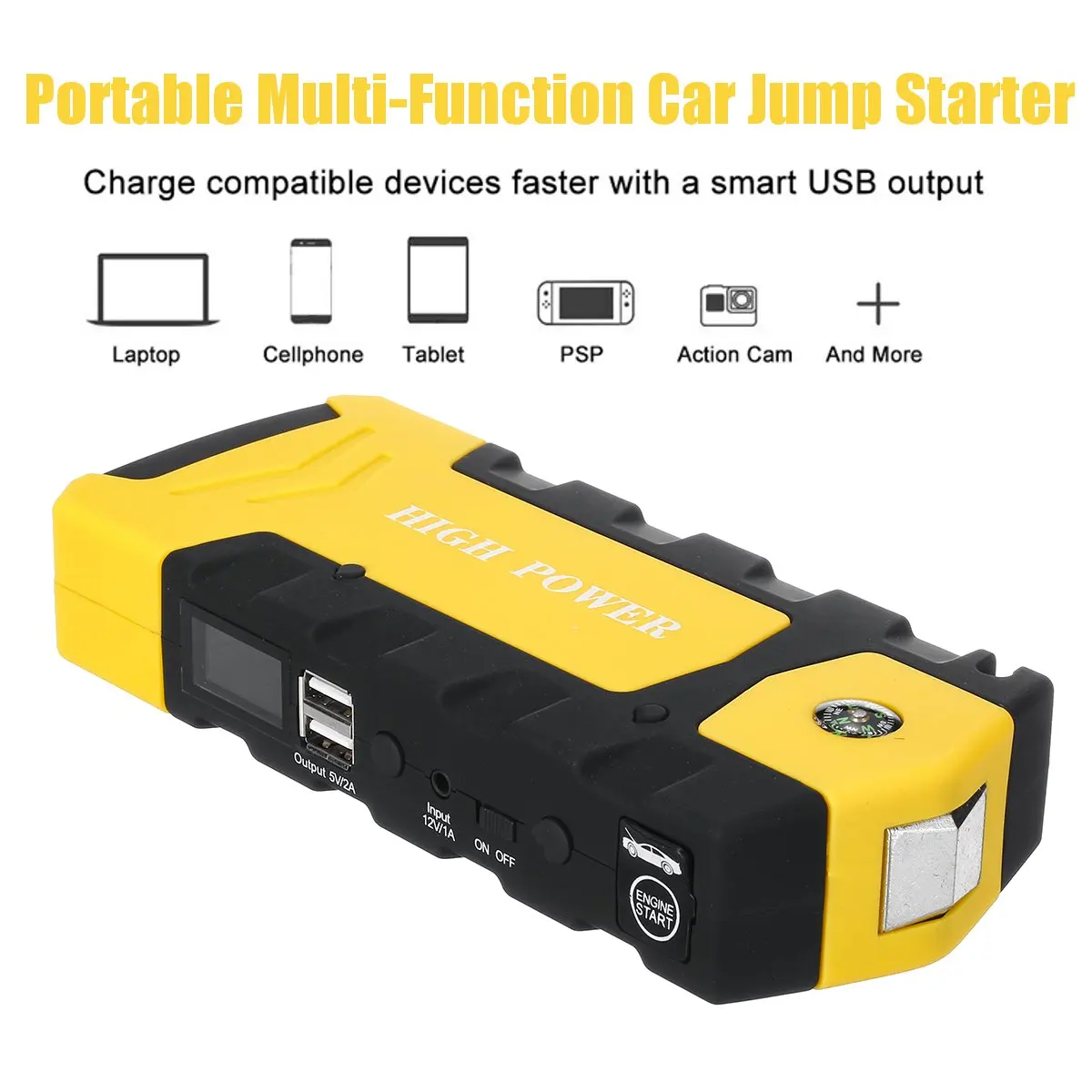 Многофункциональный автомобильный стартер power Bank 12V автомобильный Аккумулятор Booster пусковое устройство 800A 2USB портативное зарядное устройство