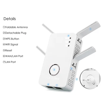 

1200Mbps WiFi Extender Repeater Wireless Router Net Signal Booster Amplifier VH99