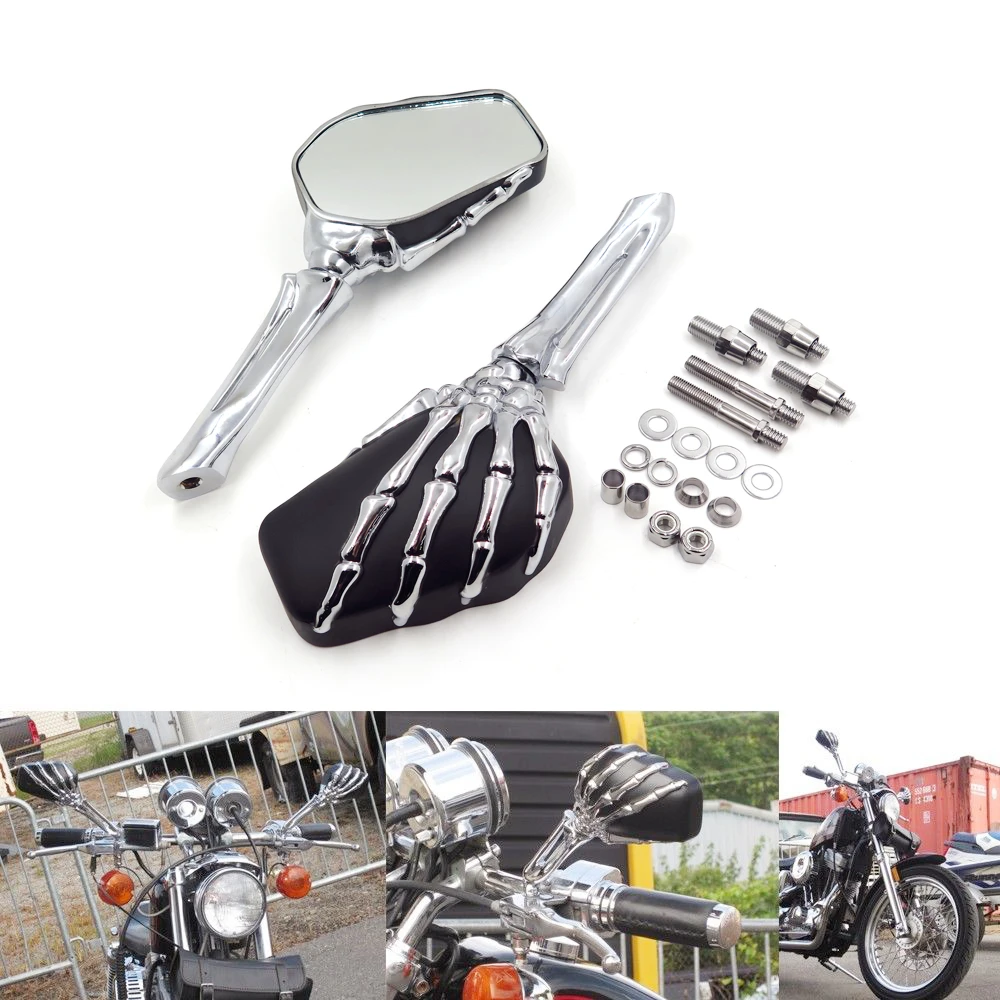 Aftermarket Бесплатная доставка Мотоцикл Коготь Череп Скелет руки зеркала для Kawasaki Ninja