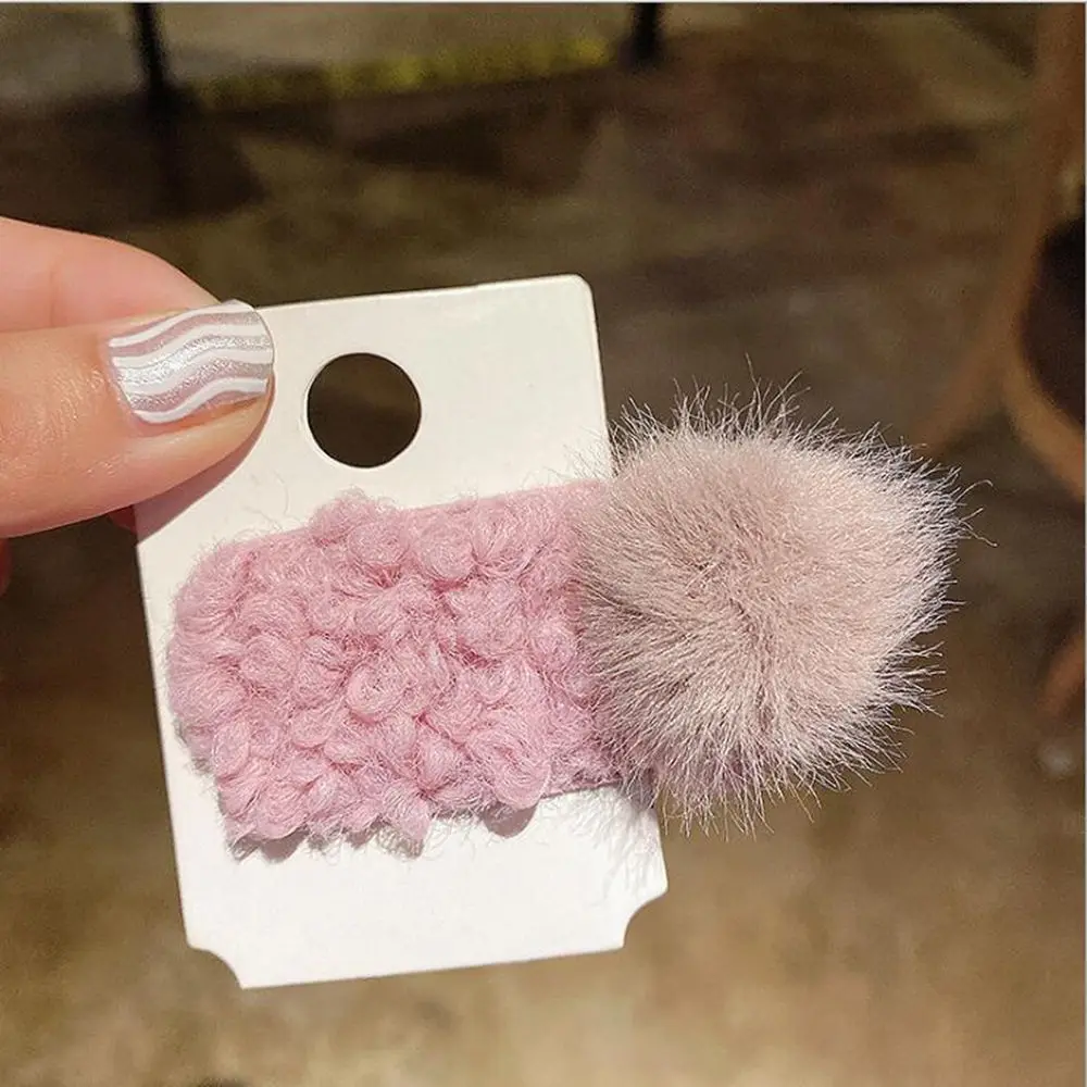 5Pcs/Lot Wool ball hairpin BB Hair Clips For Girls Candy Pom Ball Hairpins Barrettes Kids Child Gifts Hairpins Hair Accessoires