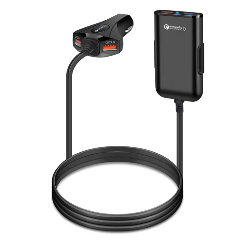 

Qc3. 0 4usb Car Mounted Extension Line 5V 3.1 a Car Charger with Line Back Splint Rear Car Phone Charger