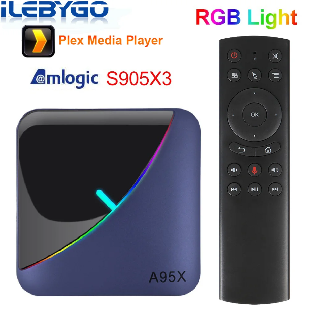 A95X F3 RGB светильник Android 9,0 ТВ приставка Amlogic S905X3 4 Гб 64 Гб ТВ приставка двойной Wifi 8K 60fps Netflix Youtube медиаплеер