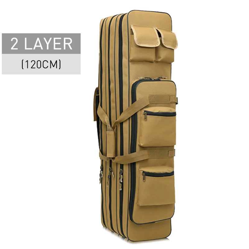 2 Layer 120 cm Khaki Сумка для рыбалки, 3 слоя, ткань оксфорд, складной чехол для удочки, сумки на одно плечо для рыбалки, 80/120 см, рюкзак для рыбалки на открытом воздухе XA94G - Цвет: 2 Layer 120 cm Khaki