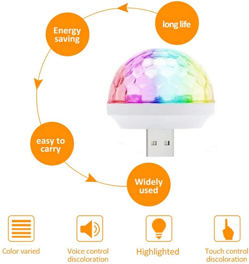 Мини USB Красочный атмосферный светильник Автомобильный USB вечерние светильник DJ светодиодный RGB интерьерный светильник клубный диско волшебный сценический эффект портативный светильник s
