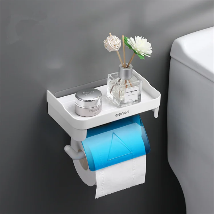 Wall Mount Roll Paper Storage Rack Multi-function Toilet Paper Holder Rack Bathroom Rack Shelves 3 Colors Bathroom Accessories 3