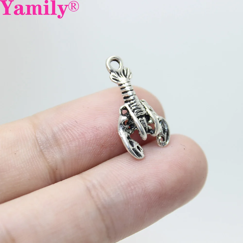 

10pcs--20x11mm Antique silver tone Crawfish Shellfish Lobster Charms pendant