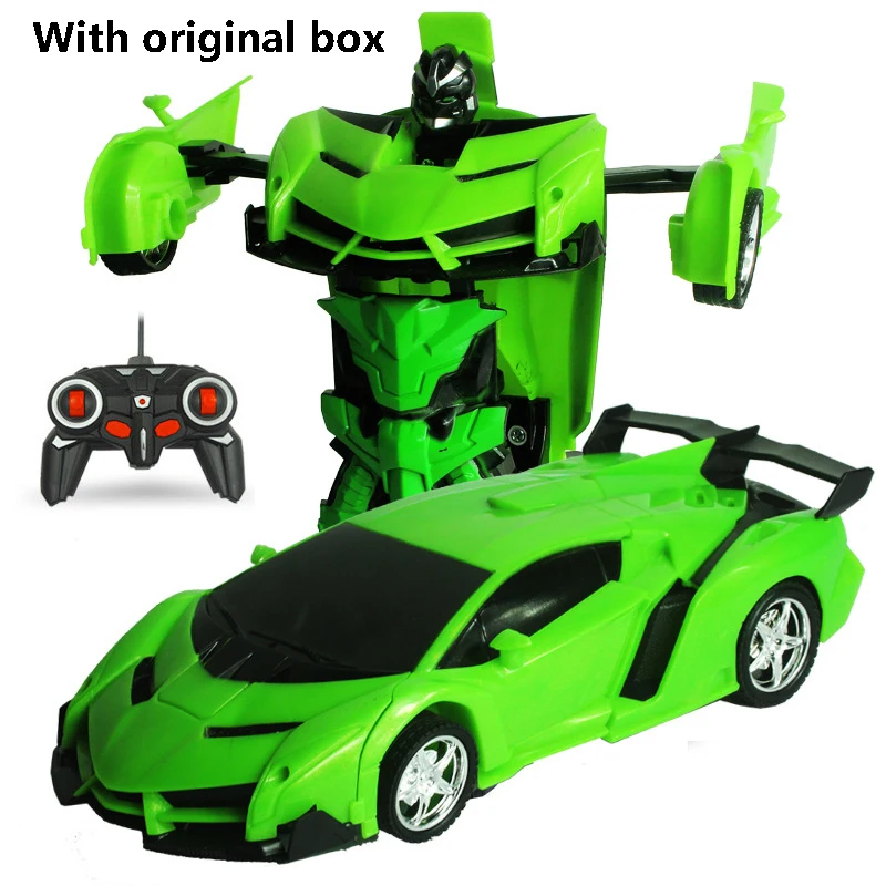 With original box New Rc Car Deformation 2 in 1 RC Car Driving Sports Cars drive Deformation Robots Models Remote Control Car RC Fighting Toy Gift - Цвет: With original box