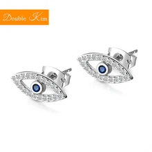 Серьги-гвоздики «глаз демона», титановые инкрустированные серьги из циркона из нержавеющей стали, Золотые серьги, модные трендовые женские ювелирные изделия, подарок