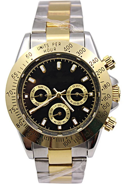 

Brand New Mens Luxury Watch Automatic Mechanical Self Wind Big Black Face Gold Stainless Steel Gent's Watches Silver White