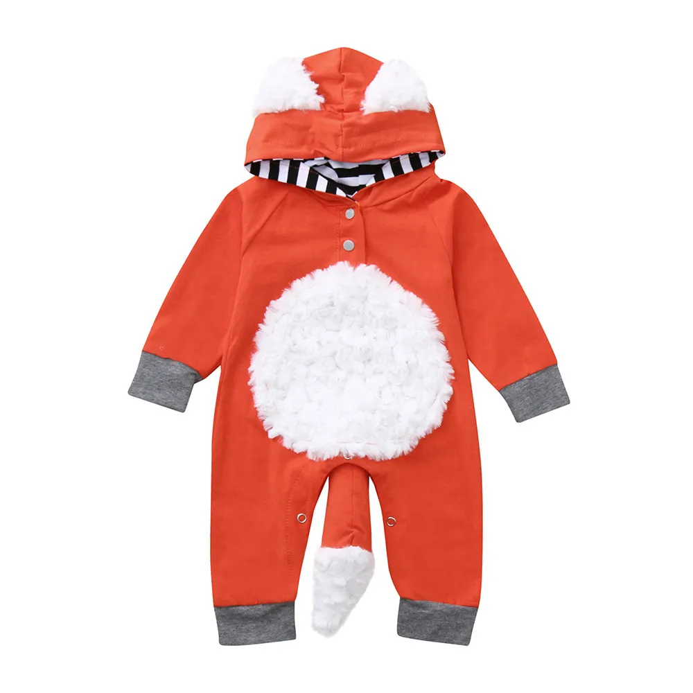 Комбинезон с капюшоном и объемным рисунком лисы для новорожденных мальчиков и девочек; комбинезон; Детский костюм; mameluco bebe; 1017 - Цвет: A