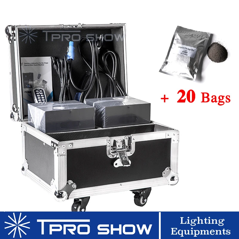 2 Machine 20 Powder 2 шт. искра машина 1 чехол для полета упаковка Dmx пульт дистанционного управления холодные Салюты Искра фонтан с 10 мешок 20 мешок Ti порошок для свадьбы - Цвет: 2 Machine 20 Powder