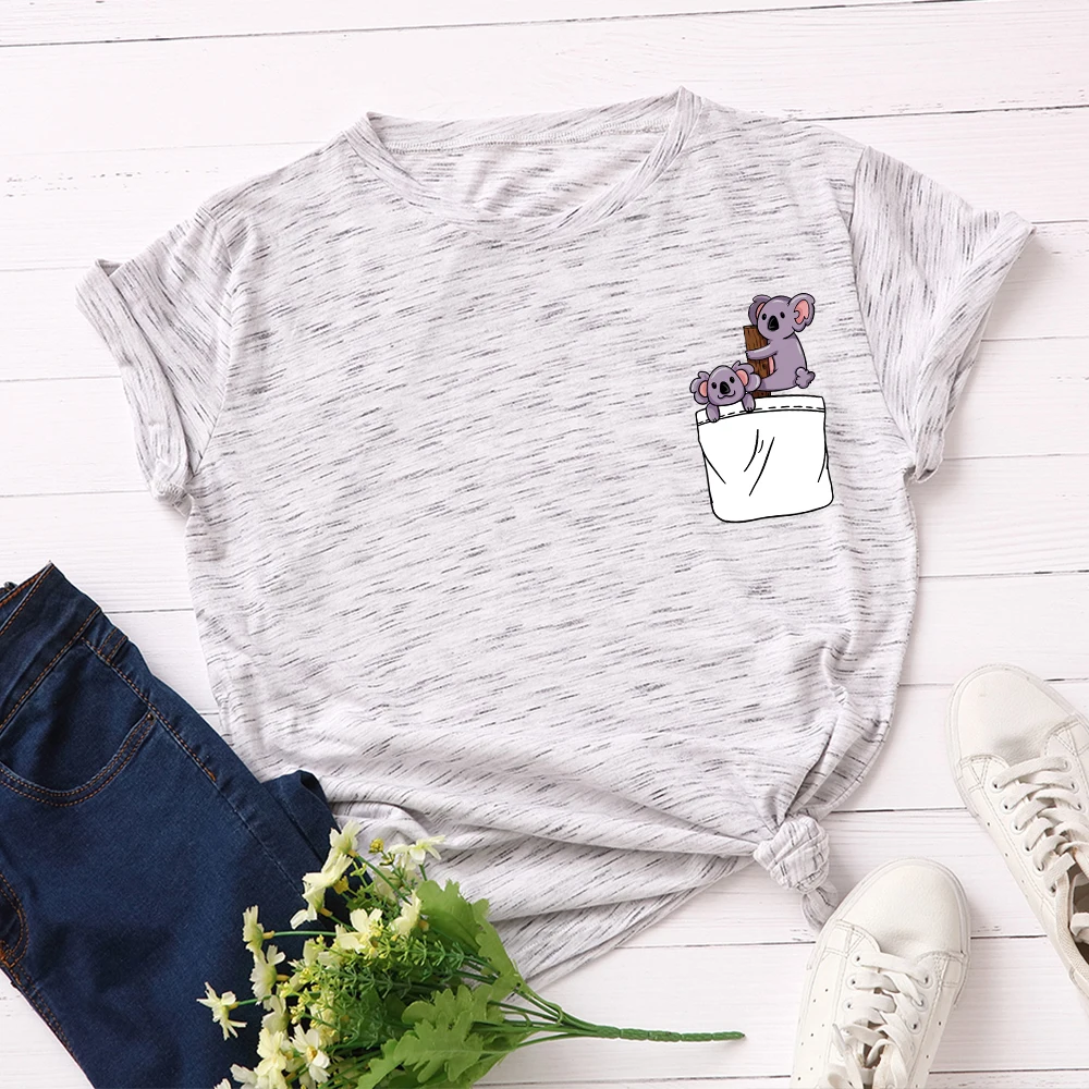 JFUNCY Plus Size S-5XL Women T-shirts Female Short Sleeve Tee Tops Pocket Print Woman Casual Tshirt 2020 Summer Cotton T Shirt