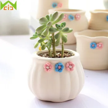 

1Pc Creative Ceramic Flower Pot Cute Design Succulent Planter Pot Garden Round Flower Planter for Home Balcony Office Decoration
