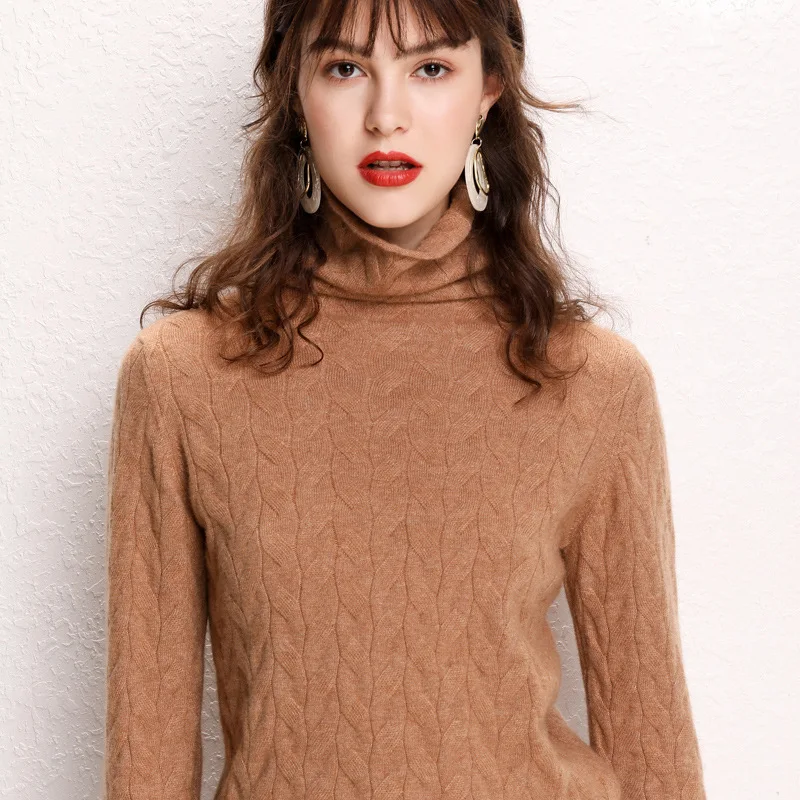 

Sparsil Woman Autumn&Winter Warm Turtelneck Sweater Female Knitted Elastic Twist Slim Fit Outwear Tops Long Sleeve Soft Pullover