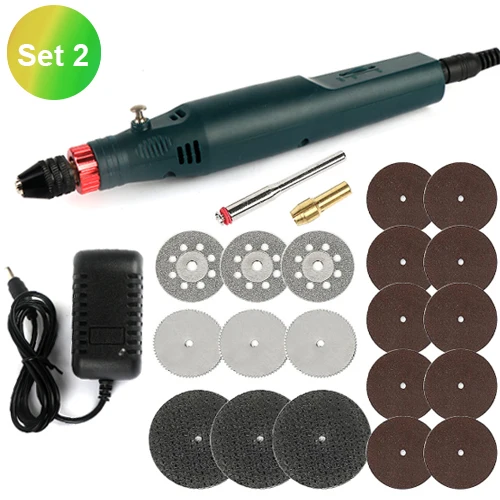 Set 2-21PCS Бесступенчатая скорость мини электрическая дрель ручные электроинструменты полировка жадеита гравировальные инструменты электрическая скорость сверла - Color: Set 2-21PCS