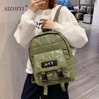 

2019 New Fashion Space Cotton Women Casual Travel Backpack Female Leisure Winter Pure Color School Shoulder Bag for Teen Girls