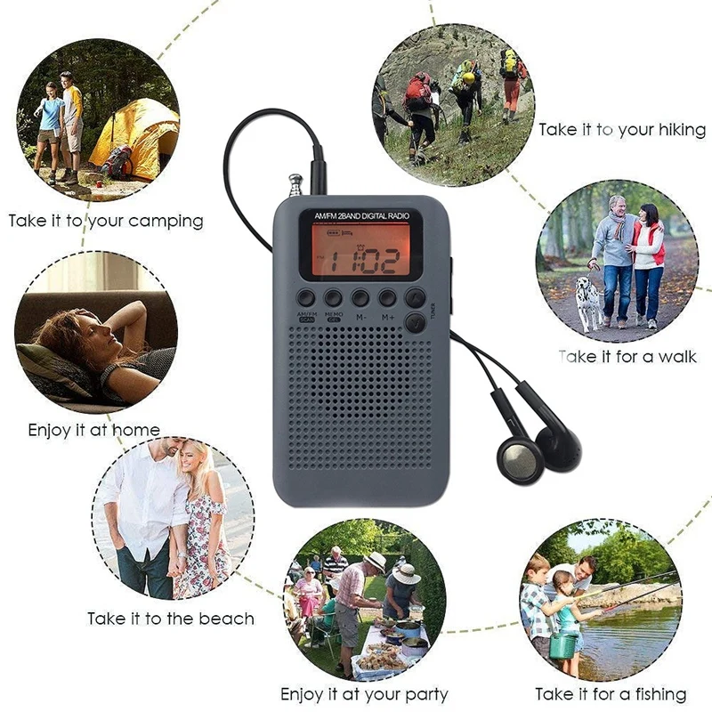 Топ мини Lcd цифровой FM/AM радио динамик с будильником и функцией отображения времени 3,5 мм разъем для наушников и кабель для зарядки
