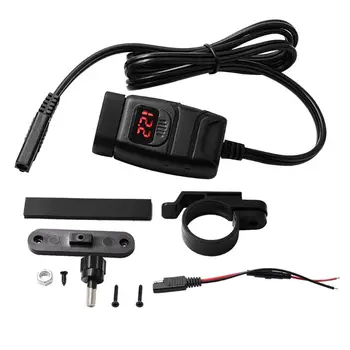 

12V SAE To USB Adapter with Voltmeter ON OFF Switch Motorcycle Quick Disconnect Plug with Waterproof Dual QC3.0 USB Fast Charger