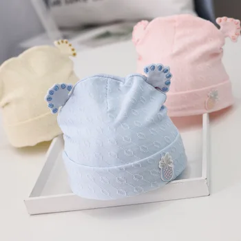 

Baby boy girl hats 2020 spring and summer new pure cotton newborn baby cap 0-6 month cute little corner comfortable baby caps