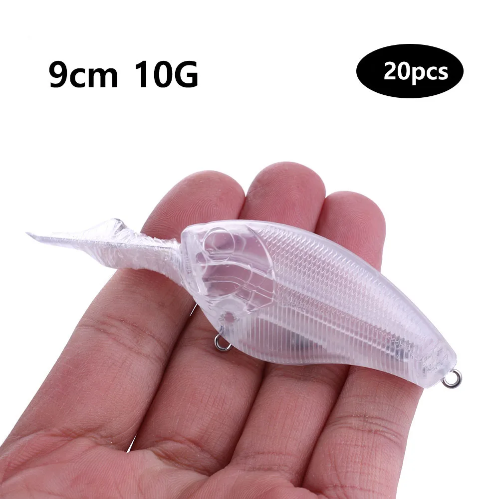 HENGJIA 20 шт 9 см 10 г Неокрашенные Пустые приманки глубокий дайвинг Crankbait тела плавательный воблер тела жесткие пластиковые приманки