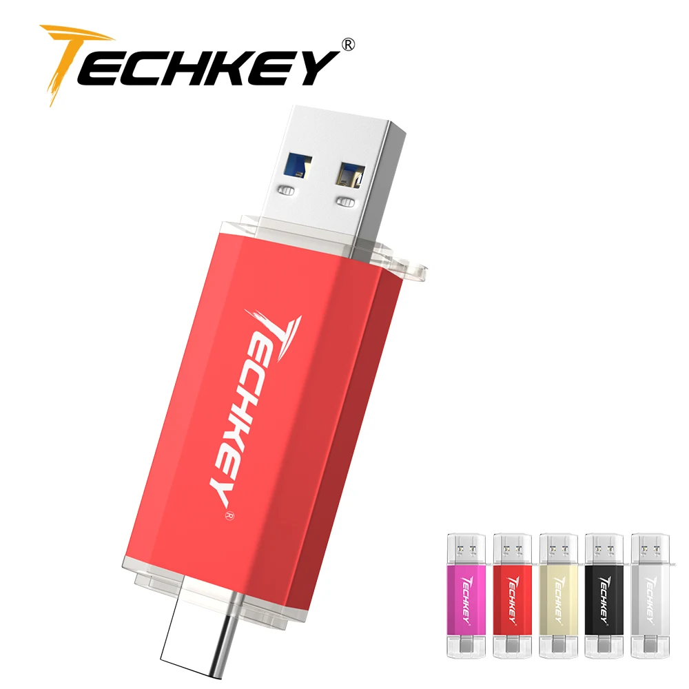 TECHKEY usb 3,0 type-c флеш-накопитель 64 ГБ 32 ГБ флеш-накопитель 16 Гб карта памяти 128 ГБ для телефонов Тип C флешка chiavetta usb