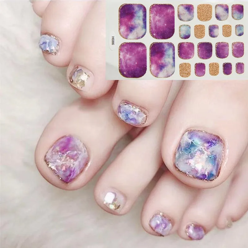 Nail Stickers 22Tips/Sheet Toenail Sticker DIY Nail Art Tool
