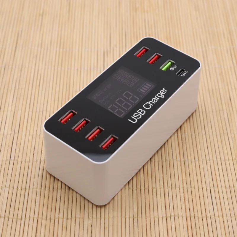 8 Ports USB Charger LCD Digital Display 40W Smart Charger for Mobile Tablet AS99