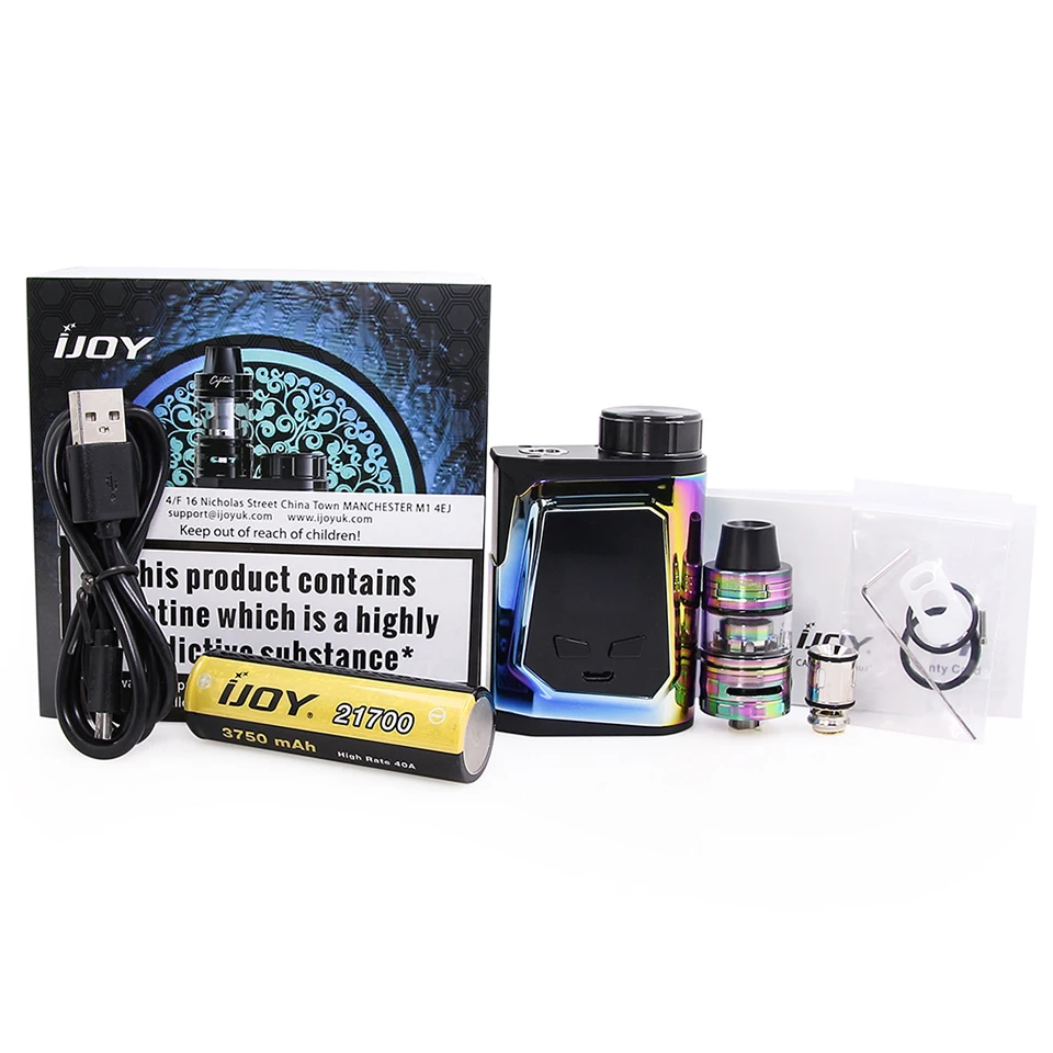 Оригинал IJOY CAPO 100 Вт Vape комплект TC коробка мод с 26 мм 2 мл атомайзер 21700 батарея