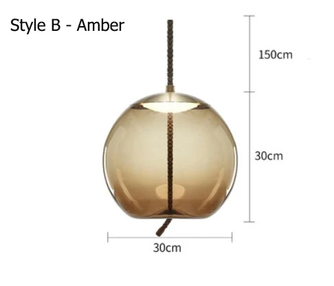 Скандинавские светодиодные подвесные светильники, освещение, промышленный подвесной светильник, стеклянные подвесные светильники для кафе и кухни - Цвет корпуса: amber B 30x30cm
