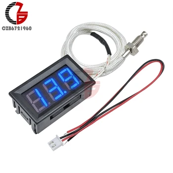 

DC 12V B310 LED Digital Thermometer M6 Screw K Type Thermocouple Temperature Tester Monitor Detector Blue Display