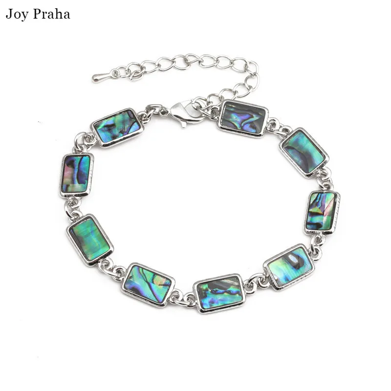 

Natural hand shell bracelet / Colorful abalone shells rectangular geometric bracelet
