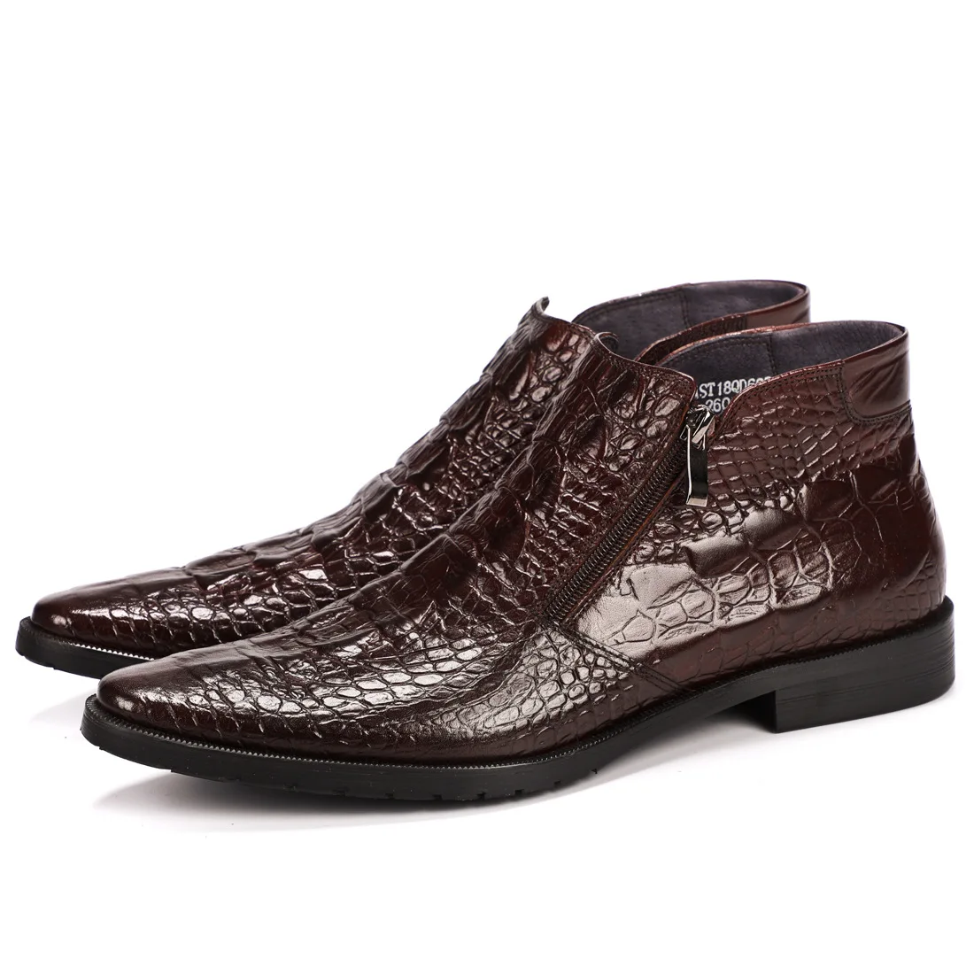 

2020 New Style Short Boots Men High Shoes Crocodile Pattern Leather Boot Zipper Warm Genuine Leather Martin Boots Pointed Toe Me