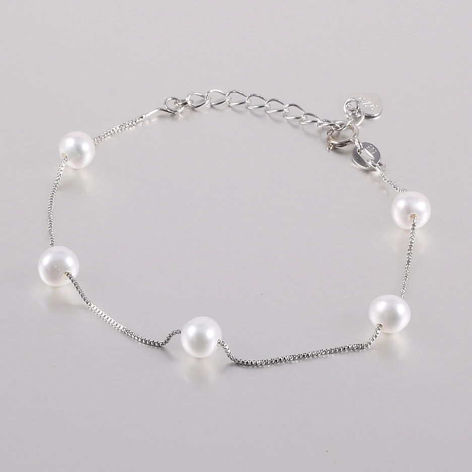 

NEW ARRIVAL 925 Silver Genuine Natural Freshwater Pearl Bracelet Classical Bangle Fashion Jewelry, 10pcs/lot