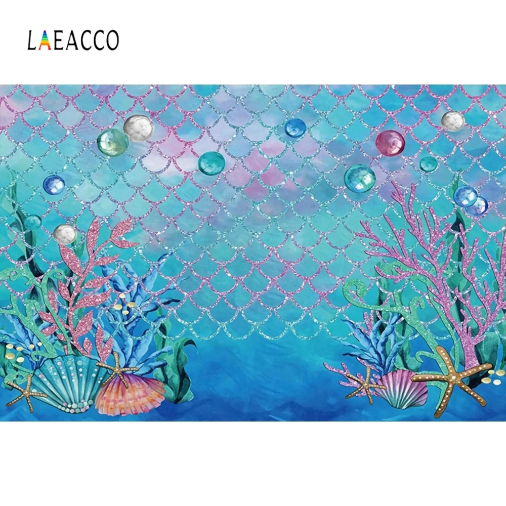 Laeacco маленькая Русалочка под Морским кораллом Caslte Детский День Рождения фотография фон фотографические фоны для фотостудии