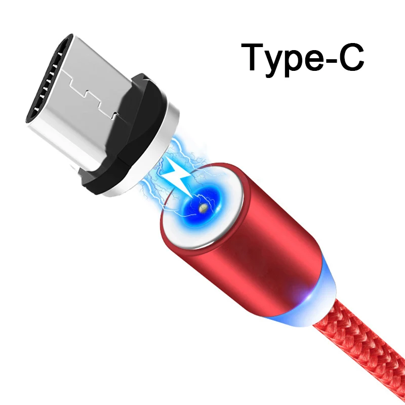 Type-C Red Нейлоновый USB Магнитный кабель для type-C Micro USB быстрое зарядное устройство провод для передачи данных телефонный кабель для быстрой зарядки Шнур для iPhone - Цвет: Type-C Red