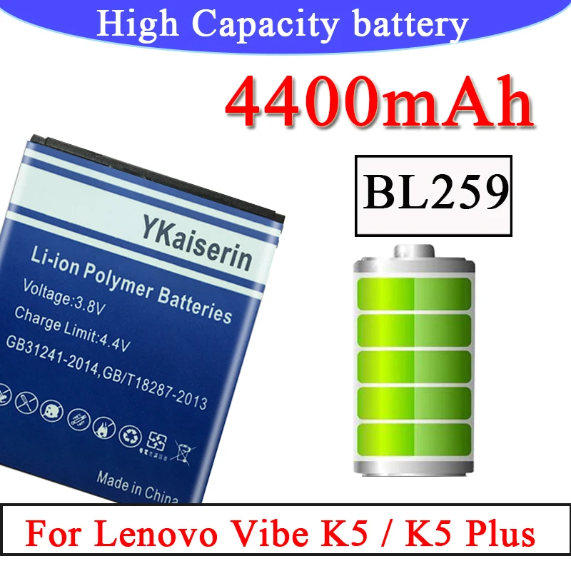 4400 мА/ч BL259 Мобильный телефон батарея для Lenovo Lemon K3 3 3S Vibe K5 K5plus K32C36 K32C30 A6020a40 A6020 A40