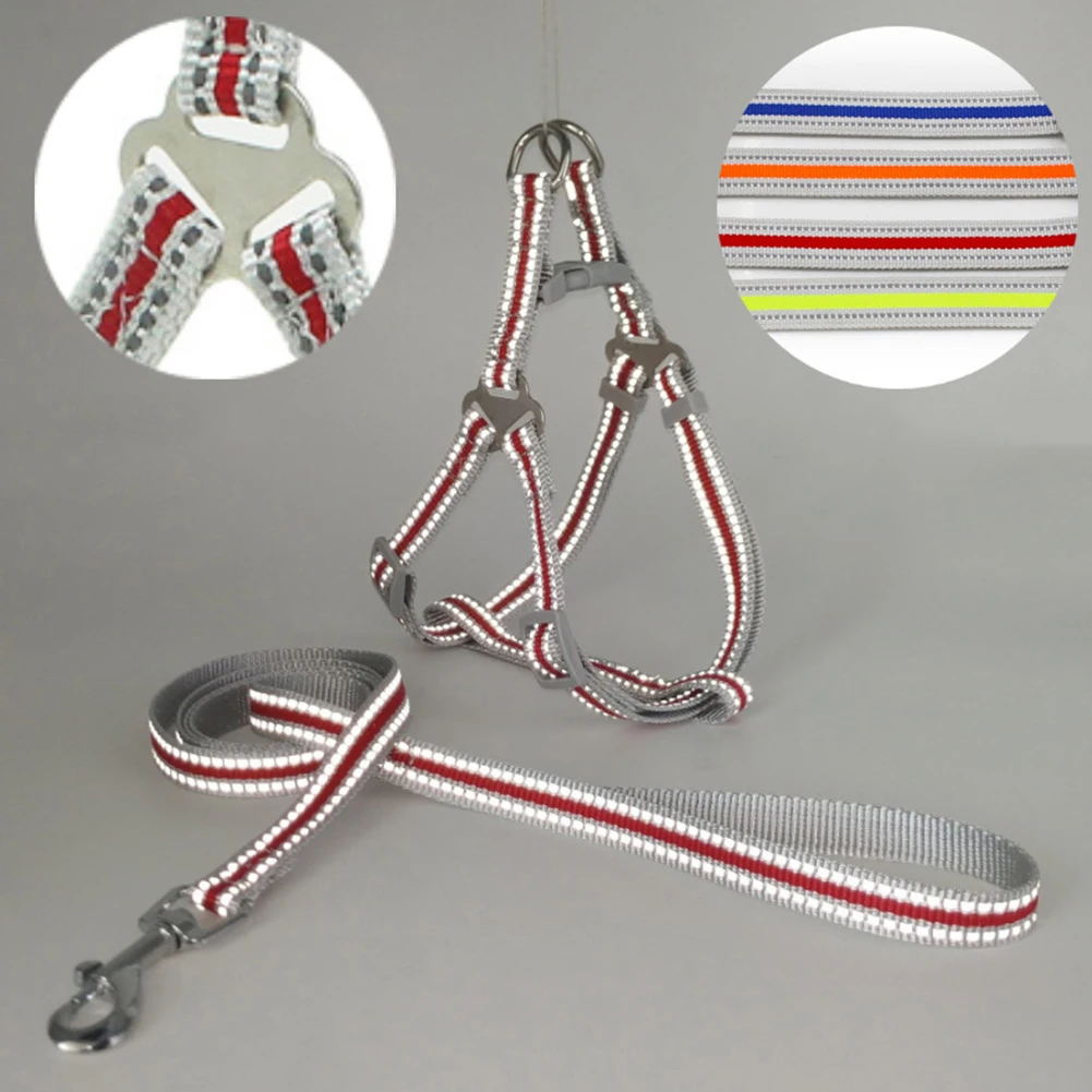 Adjustable Reflective Pet Dog Chest Straps Nylon Walking Traction Rope Dog Lead Leash