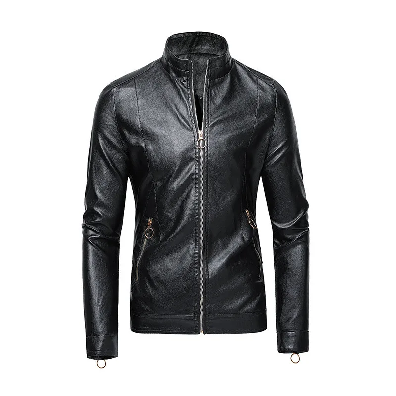 

Ymwmhu Men Leather Jackets Jackets and Coats 2023 New Stand Collar Men's Leather Jacket Simple Style Korean Leather Jacket Men