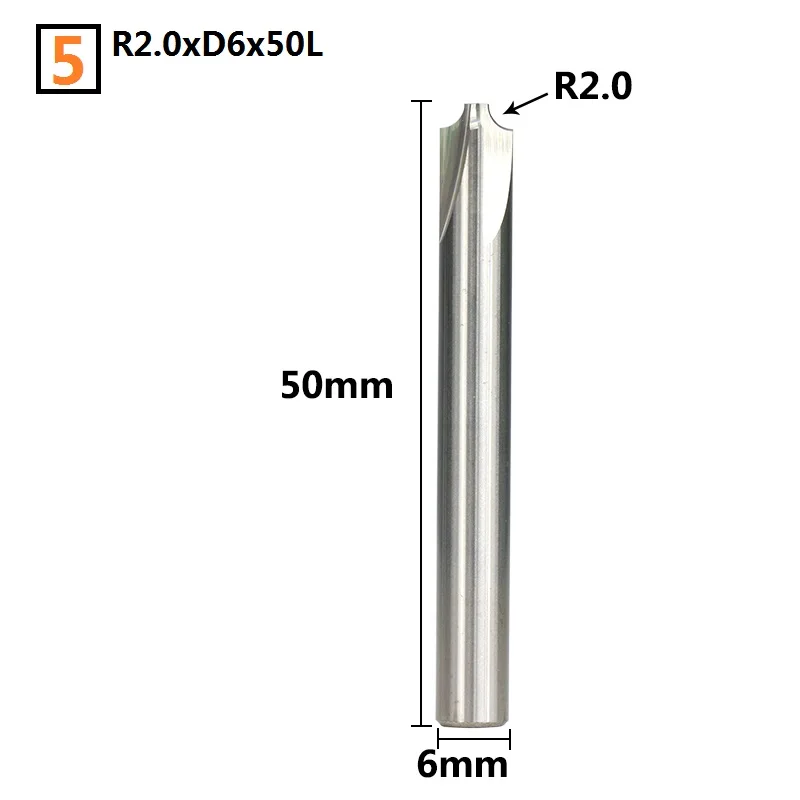 1 шт. R0.5-R5.0 угловая заземляющая Концевая мельница ЧПУ зенкер Концевая мельница твердосплавное торцевое фрезерование резак - Длина режущей кромки: R2.0xD6x50L
