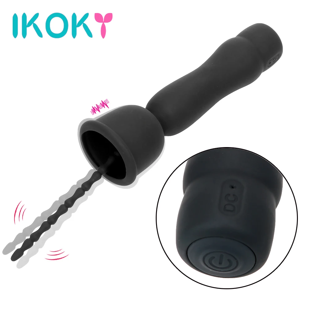 IKOKY 16 Mode Vibrator Silicone Penis Plug Male Chastity Device Urethral Dilators Catheters Sounds Sex Toys for Men Masturbation