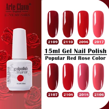 

Arte Clavo 15ml New Red Color LED Gel Nail Polish Set DIY Nail Gelpolish UV Gel Nail Art Varnish Hybrid Soak Off Lacquer Primer