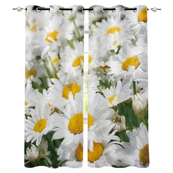 

Spring Flower White Daisy Flower Window Curtains Living Room Curtain Home Decor