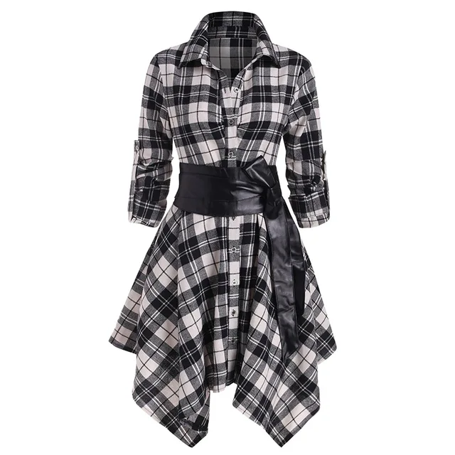 Vintage Autumn Plaid Dress French Style Long Sleeve Slim A Line Dresses Mini Sashes Party Dress For Women Fashion Clothes 2021 4