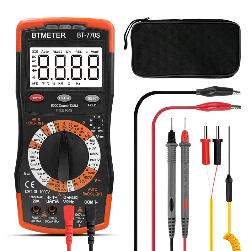 

BTMETER BT-770S Multimeter Manual Ranging Electric Meter, for AC DC Volt Amp Ohm Capacitance Frequency with Continuity Tester