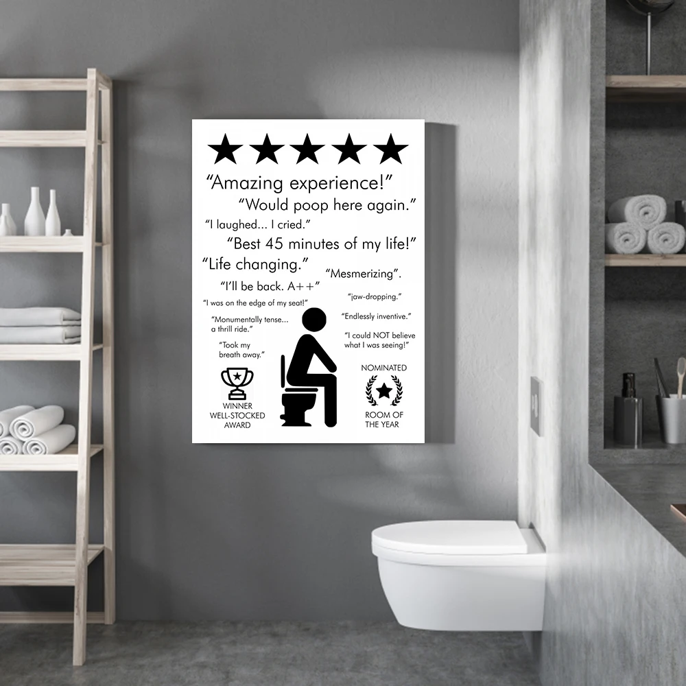 Black-White-Bathroom-Quote-Sign-Print-Poster-Amazing-Experience-Would-Poop-Here-Again-Toilet-Art-Canvas (3)