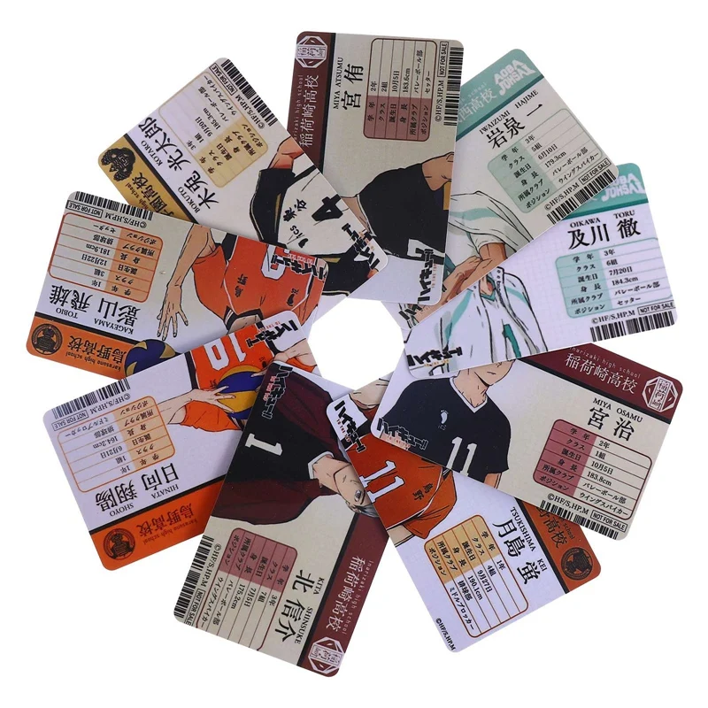 ¡1 Uds Anime tee! Figura tarjetas de nombre Hinata Shoyo Kageyama Tobio Boxuto Kotaro Escuela de ventilador de la tarjeta de regalos