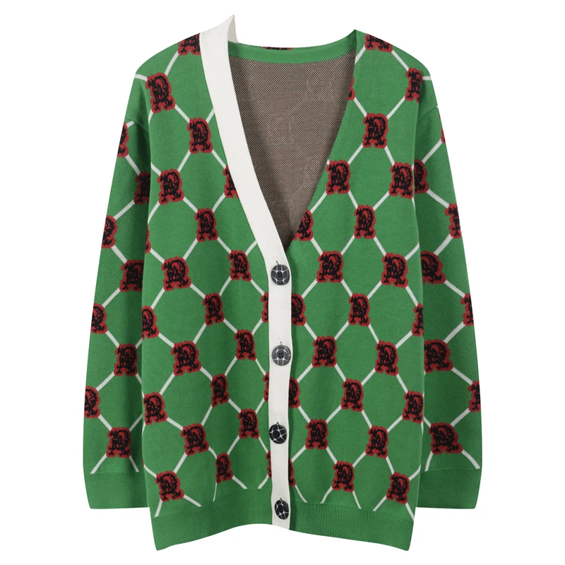 Best Price Women Cardigan Plus Size V-Neck Color Block Geometric Pattern Lingge Sweater Coat Button Knitted Top Long Sleeve Outwear Winter Best Price Women Cardigan Plus Size V-Neck Color Block Geometric Pattern Lingge Sweater Coat Button Knitted Top Long Sleeve Outwear Winter